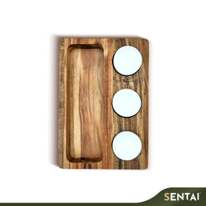 SENI ACACIA SERIES SERVING TRAY WITH 3 SAUCER, SINGLE