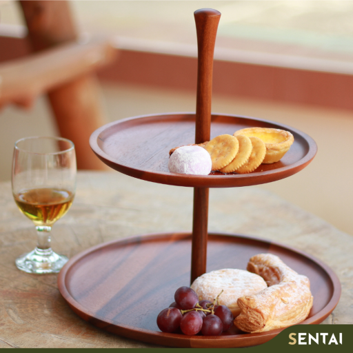 SENI PREMIUM ACACIA SERIES 2 TIER CAKE STAND - Image 3