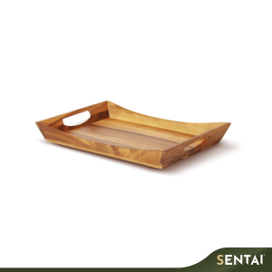 SENI PREMIUM ACACIA SERIES SQUARE TRAY CURVY RIM