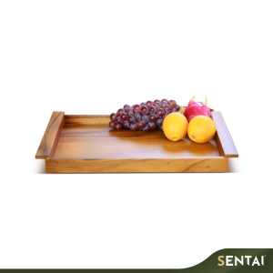 SENI PREMIUM ACACIA SERIES REC TRAY WITH FLAT HANDLE