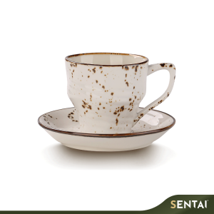 SENI VINTAGE SERIES V SHAPE COFFEE CUP W/ SAUCER