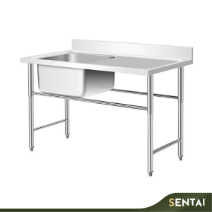 Stainless steel single bowl sink table left for commercial kitchen use